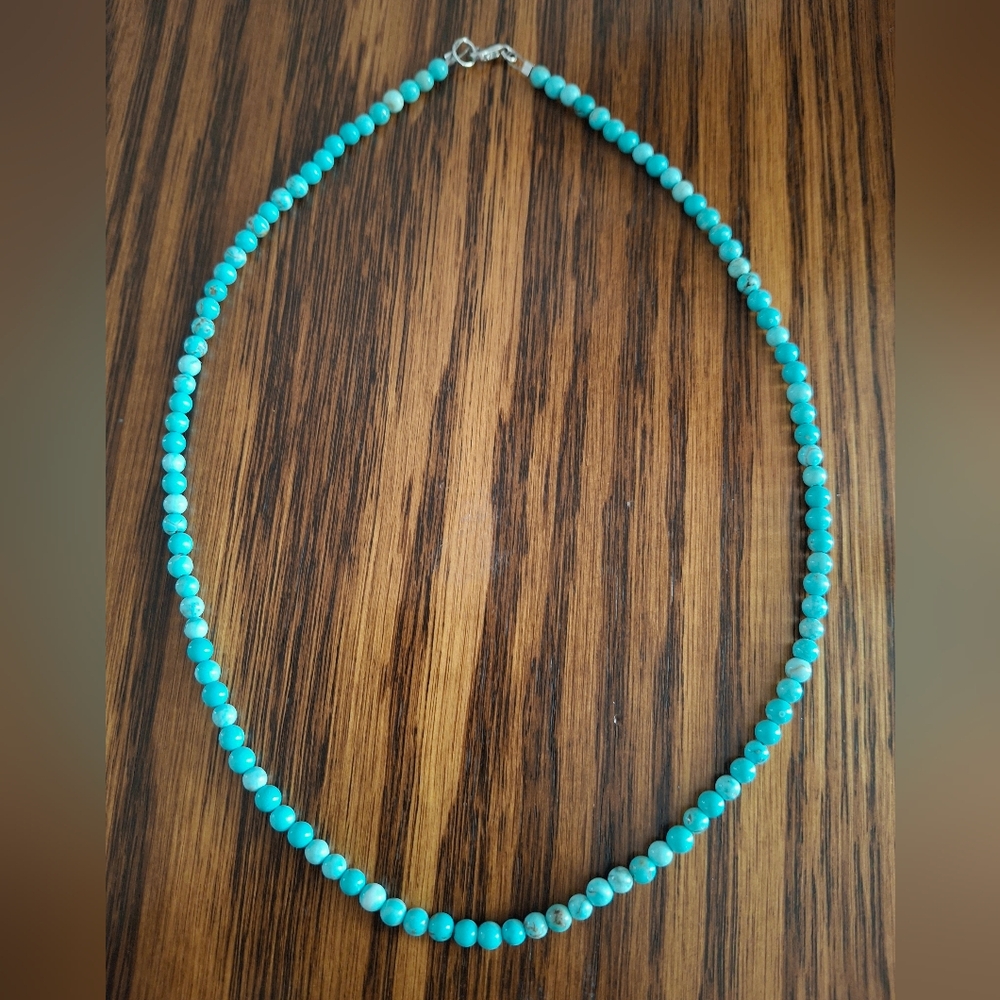 Necklace Turquoise Natural Stones 4mm Sterling Silver 18" Long